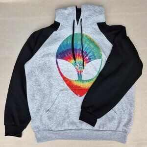 Rainbow Tie Die Alien Head Hoodie Sweater XL Gray - Interstate Apparel USA